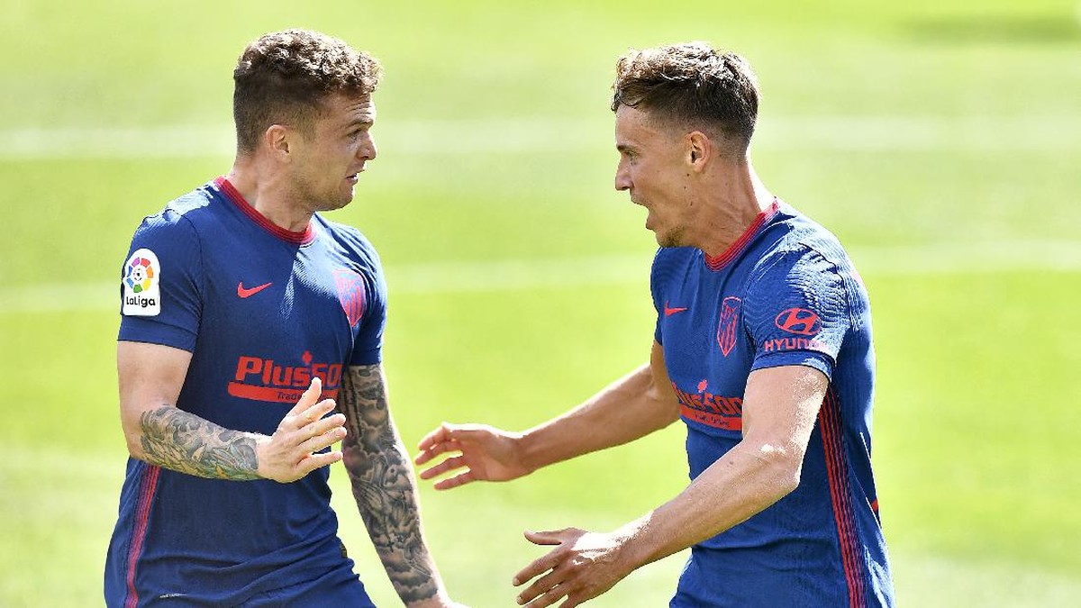 Marcos Llorente merayakan gol di laga Elche vs Atletico Madrid. (Foto: Getty Images/Aitor Alcalde)