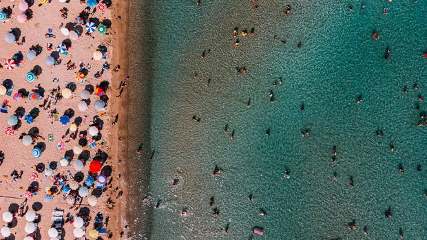 Aerial View Altinkum Beach at Turkey