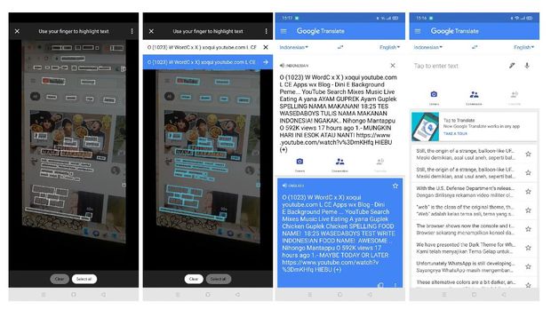 Tangkapan layar fitur scan tulisan Google Translate Tangkapan layar fitur scan tulisan Google Translate.