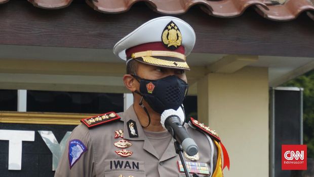 Dirlantas Polda DIY Kombes Pol Iwan Saktiadi di Mapolda DIY, Sleman, Rabu (5/5). CNN Indonesia.