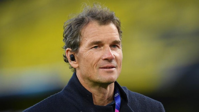 DORTMUND, GERMANY - APRIL 14: Former footballer, Jens Lehmann looks on prior to the UEFA Champions League Quarter Final Second Leg match between Borussia Dortmund and Manchester City at Signal Iduna Park on April 14, 2021 in Dortmund, Germany. Sporting stadiums around Germany remain under strict restrictions due to the Coronavirus Pandemic as Government social distancing laws prohibit fans inside venues resulting in games being played behind closed doors.  (Photo by Frederic Scheidemann/Getty Images)
