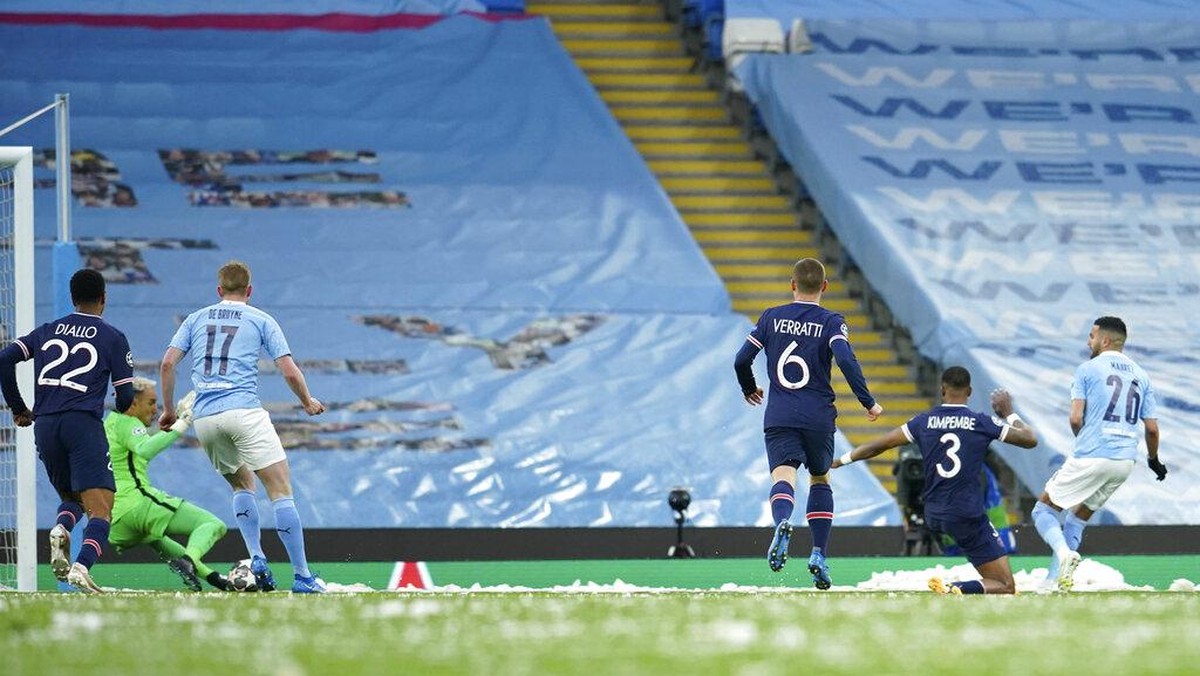 Manchester City ungguli Paris St-Germain 1-0 di babak pertama semifinal Liga Champions (AP/Dave Thompson)