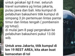 Ini Isi Ajakan Bikin Kemacetan Jalan Tol yang Tersebar di WAG