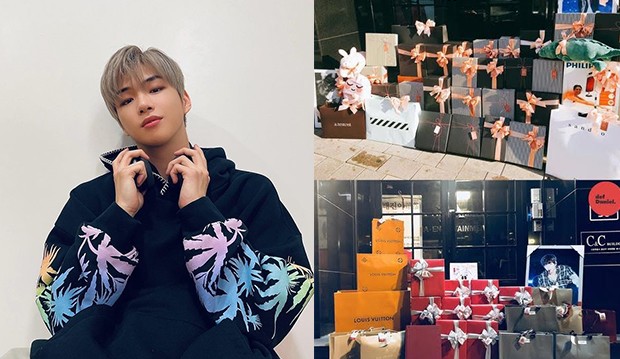 Berbagai hadiah branded untuk Kang Daniel (foto: instagram.com/daniel.k.here, soompi.com)