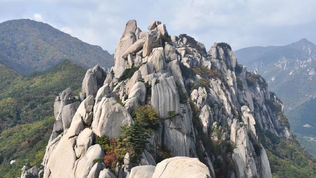 Mountain peak near Sokcho, South Korea in autumn