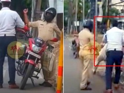 Gara-gara Enggak Pakai Helm, Dua Polisi Saling Baku Hantam