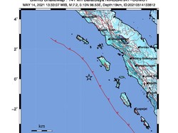 Kekuatan Gempa M 7,2 Nias Dimutakhirkan Jadi M 6,9