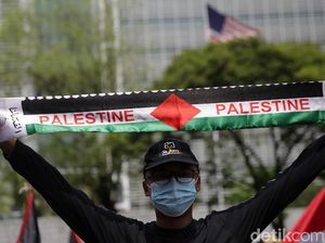 Giliran Mahasiswa Gelar Aksi Bela Palestina di Depan Kedubes AS