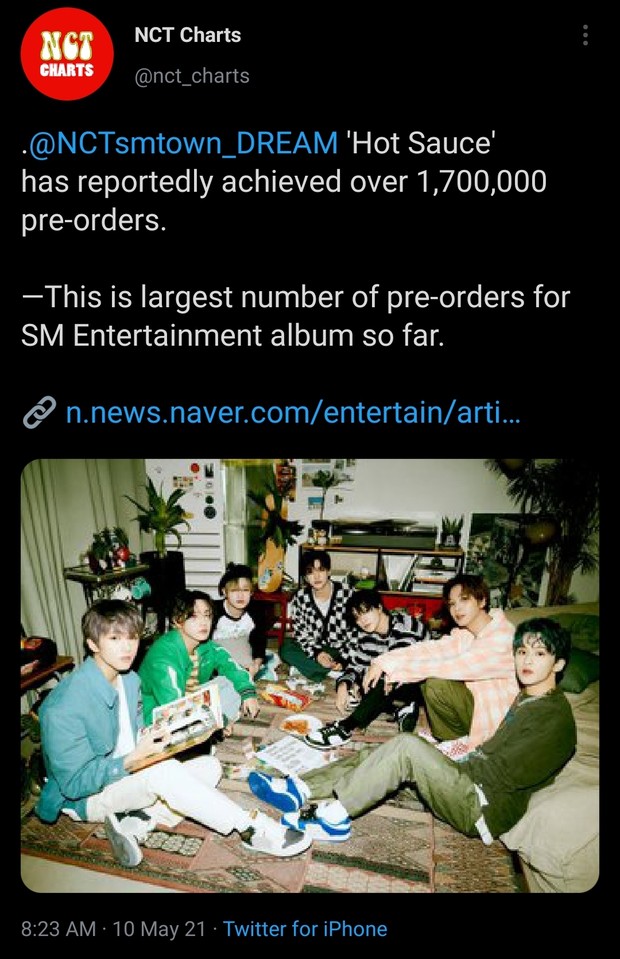 Jumlah pre-order album NCT Dream - Hot Sauce/twitter.com/nct_charts