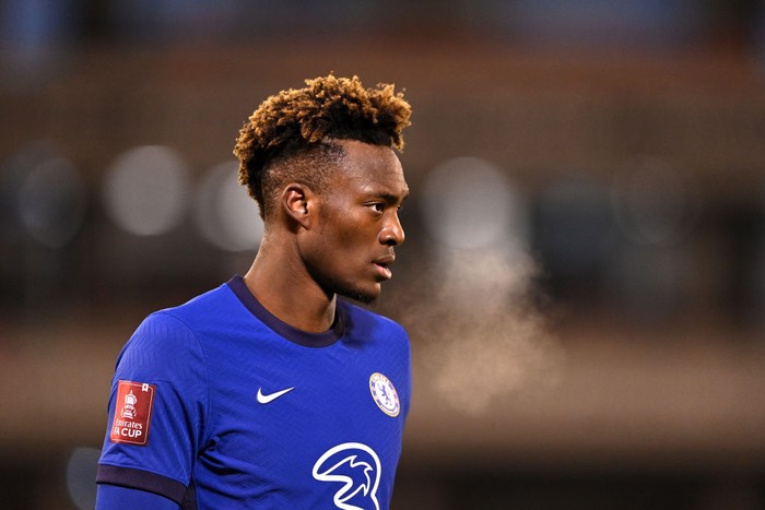 BARNSLEY, ENGLAND - FEBRUARY 11: Tammy Abraham of Chelsea  during The Emirates FA Cup Fifth Round match between Barnsley and Chelsea at Oakwell Stadium on February 11, 2021 in Barnsley, England. Sporting stadiums around the UK remain under strict restrictions due to the Coronavirus Pandemic as Government social distancing laws prohibit fans inside venues resulting in games being played behind closed doors. (Photo by Laurence Griffiths/Getty Images)