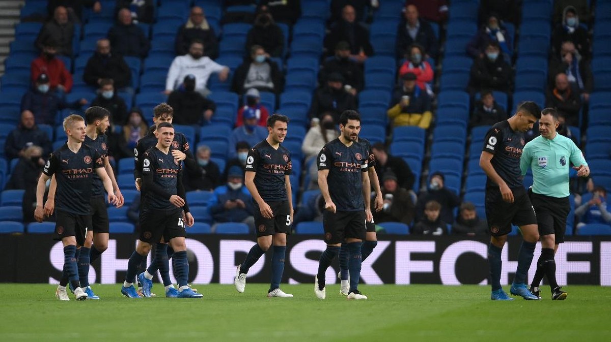 Brighton vs Man City tuntas dengan skor 3-2 untuk The Seagulls. (Foto: Getty Images/Mike Hewitt)