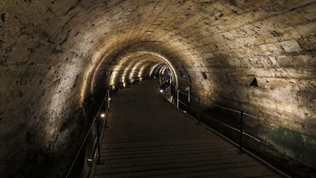 Western Wall Tunnel Acre or Akko, Israel - The Templar Tunnel in the old city of Acre