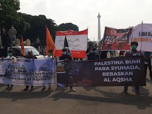 Aksi Bela Palestina di Patung Kuda, Lalu Lintas Masih Normal