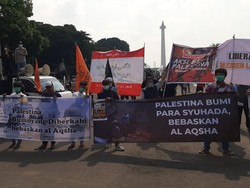 Aksi Bela Palestina di Patung Kuda, Lalu Lintas Masih Normal