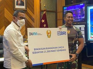 Puji TNI AD Tangani COVID-19, BRI Bagikan 21.300 Paket Sembako