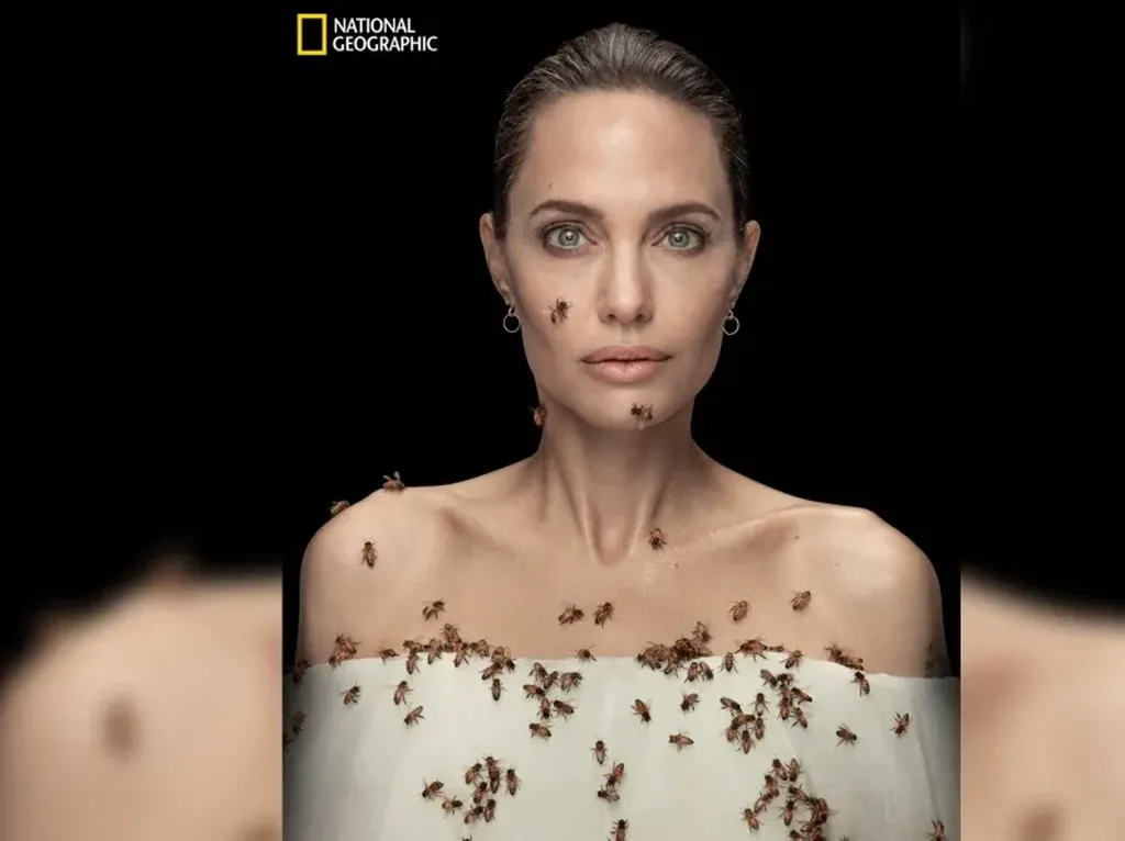 Ngeri, Angelina Jolie Dikerumuni Lebah Selama 18 Menit untuk Pemotretan
