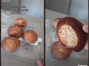 Romantis! Suami Makan bagian Bawah Muffin Agar Istrinya Bisa Makan Atasnya