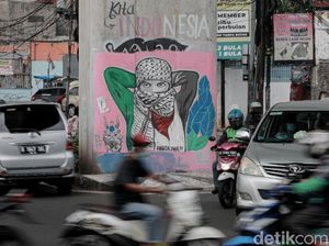 Mural Dukungan Palestina Mejeng di Jalanan Ciledug