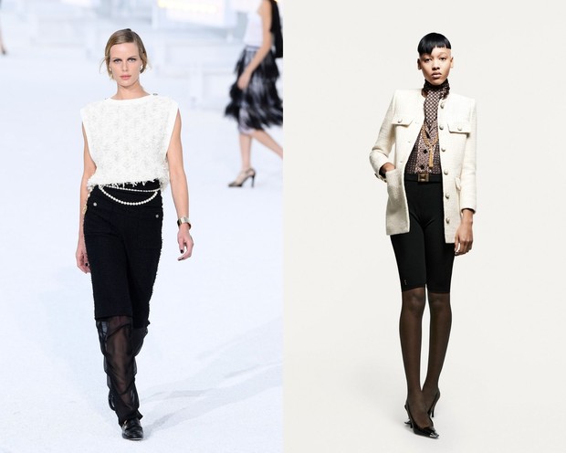 Warna monokrom pada Chanel (kiri) dan Saint Laurent (kanan).