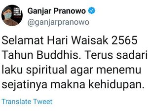 Sampaikan Selamat Waisak, Ganjar Ungkap Korelasi Jabatan dan Kebahagiaan