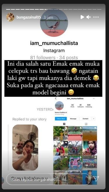 Bunga Zainal Ngamuk di Insta Stories