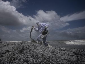 Limbah Kapal Kargo yang Terbakar Cemari Pantai Sri Lanka
