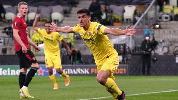 Soccer Football - Europa League Final - Villarreal v Manchester United - Polsat Plus Arena Gdansk, Gdansk, Poland - May 26, 2021 Villarreal's Gerard Moreno celebrates scoring their first goal Pool via REUTERS/Janek Skarzynski