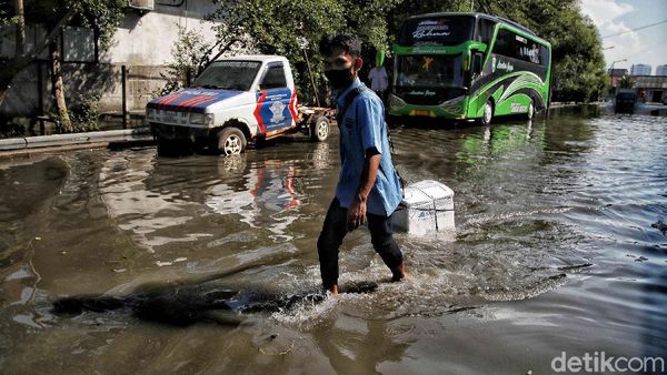Semangat Pekerja Pelabuhan Menerjang Rob Jakarta Utara