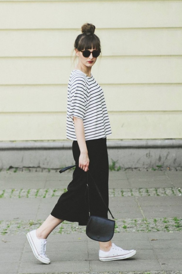 Stripe tee with straight skirt