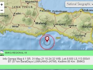 Gempa M 4,1 Terjadi di Kabupaten Lumajang Jatim