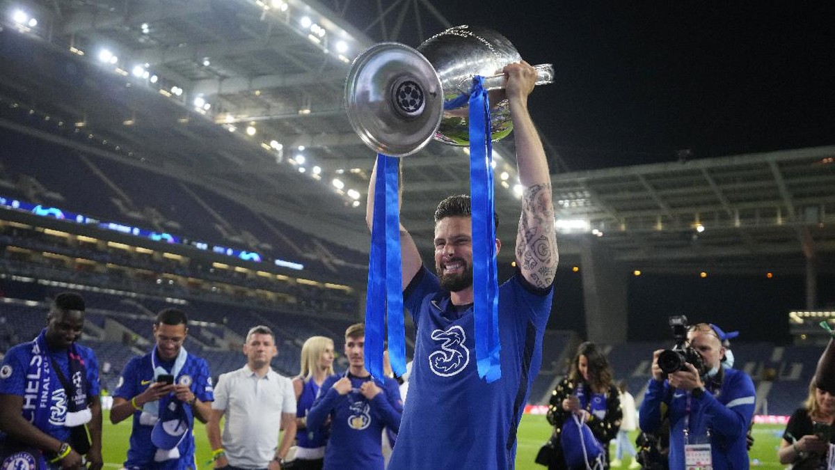 Olivier Giroud juara Liga Champions bersama Chelsea. (Foto: Getty Images/Manu Fernandez - Pool)
