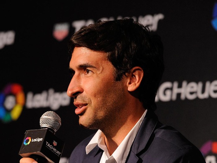 MADRID, SPAIN - JULY 13:  Raul Gonzalez, former Real Madrid player and country manager of La Liga in the U.S. answers questions during the press conference to announce TAG Heuer as the Official Timekeeper and Official Sponsor of La Liga at the Royal Theatre on July 13, 2016 in Madrid, Spain.  (Photo by Denis Doyle/Getty Images for Tag Heuer)