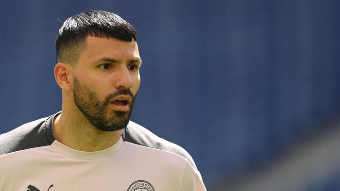 PORTO, PORTUGAL - MAY 28: Sergio Aguero of Manchester City looks on during the Manchester City FC Training Session ahead of the UEFA Champions League Final between Manchester City FC and Chelsea FC at Estadio do Dragao on May 28, 2021 in Porto, Portugal. (Photo by David Ramos/Getty Images)