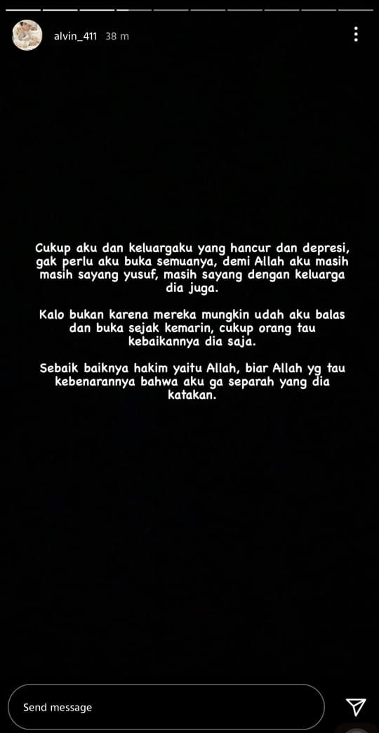 Alvin Faiz merasa dirinya hancur dan terluka dituding banyak hal oleh Larissa Chou