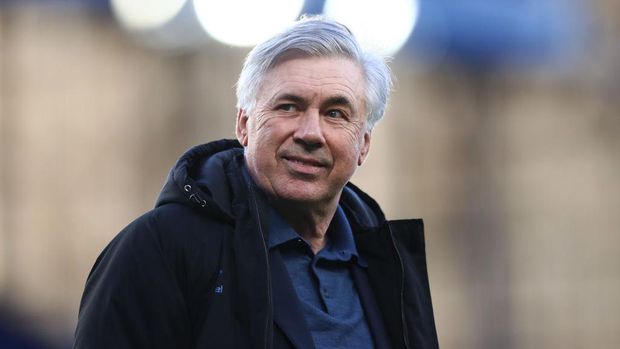 LIVERPOOL, ENGLAND - MAY 19: Carlo Ancelotti, Manager of Everton reacts following the Premier League match between Everton and Wolverhampton Wanderers at Goodison Park on May 19, 2021 in Liverpool, England. A limited number of fans will be allowed into Premier League stadiums as Coronavirus restrictions begin to ease in the UK. (Photo by Jan Kruger/Getty Images)