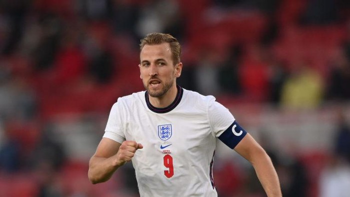 MIDDLESBROUGH, ENGLAND - JUNE 02: England player Harry Kane in action during the international friendly match between England and Austria at Riverside Stadium on June 02, 2021 in Middlesbrough, England. (Photo by Stu Forster/Getty Images)