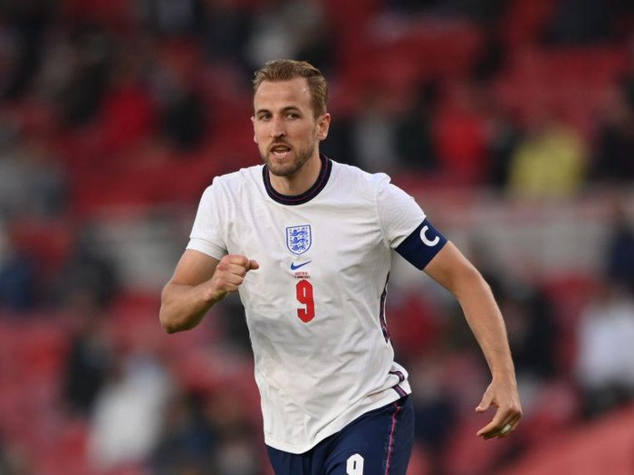 MIDDLESBROUGH, ENGLAND - JUNE 02: England player Harry Kane in action during the international friendly match between England and Austria at Riverside Stadium on June 02, 2021 in Middlesbrough, England. (Photo by Stu Forster/Getty Images)