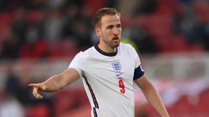 MIDDLESBROUGH, ENGLAND - JUNE 02: England player Harry Kane in action during the international friendly match between England and Austria at Riverside Stadium on June 02, 2021 in Middlesbrough, England. (Photo by Stu Forster/Getty Images)