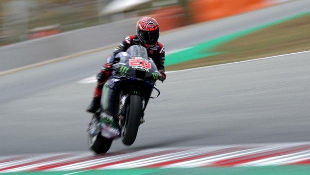 Kualifikasi MotoGP Catalunya 2021 MotoGP - Catalunya Grand Prix - Circuit de Barcelona-Catalunya, Barcelona, Spain - June 5, 2021 Monster Energy Yamaha MotoGP's Fabio Quartararo in action during qualifying REUTERS/Albert Gea