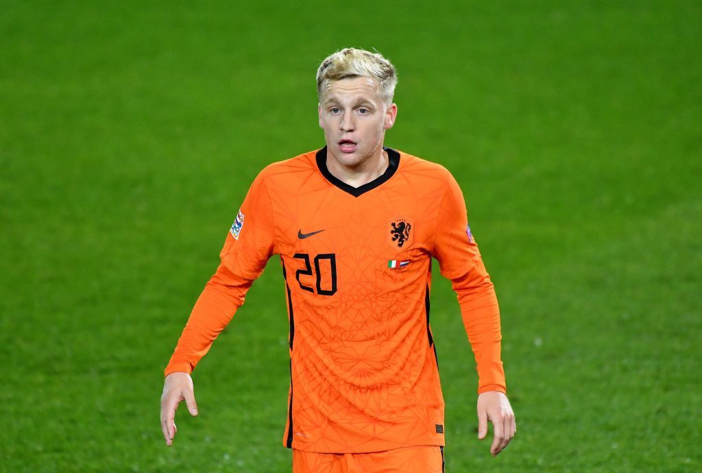 BERGAMO, ITALY - OCTOBER 14:  Danny Van De Beek of Netherlands looks on during the UEFA Nations League group stage match between Italy and Netherlands at Stadio Atleti Azzurri d'Italia on October 14, 2020 in Bergamo, Italy. (Photo by Alessandro Sabattini/Getty Images)