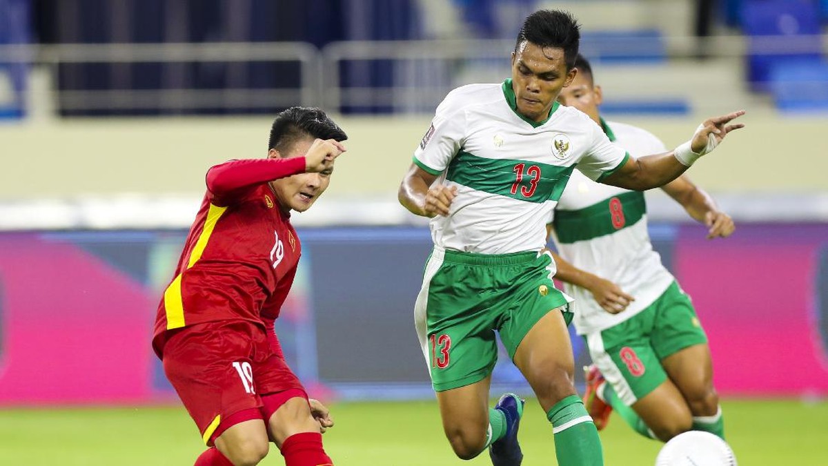 Duel Vietnam vs Indonesia di Kualifikasi Piala Dunia 2022 Zona Asia. (Foto: HUMAS PSSI/HUMAS PSSI)