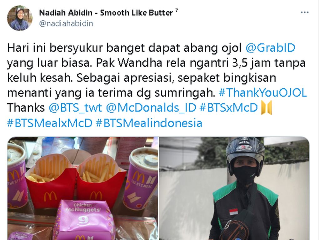 Mantap! Army Bagi Beras Sekarung Buat Abang Ojol yang Belikan BTS Meal Mantap! Army Bagi Beras Sekarung Buat Abang Ojol yang Belikan BTS Meal
