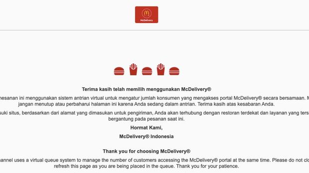 Situs McDelivery McD alami gangguan