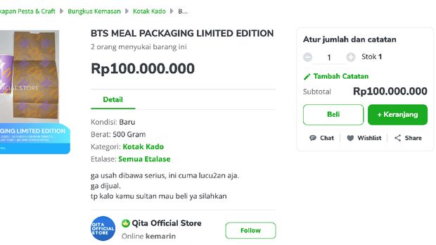 BTS Meal dijual online