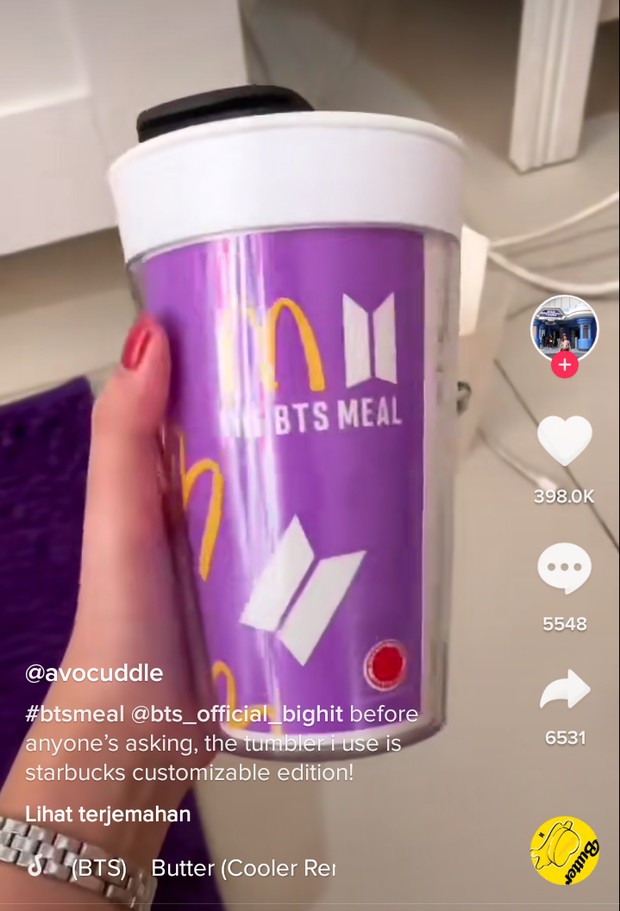Kreasi tumbler BTS Meal mudah dan kreatif untuk dilakukan/TikTok/avocuddle