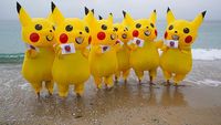 Aksi Demo Pikachu Menentang Pembakaran Batu Bara