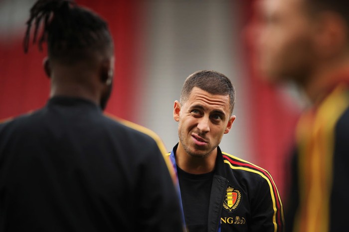 GLASGOW, SCOTLAND - SEPTEMBER 07:  Eden Hazard of Belgium is pictured prior to the International Friendly match between Scotland and Belgium at Hampden Park on September 7, 2018 in Glasgow, United Kingdom.  (Photo by Ian MacNicol/Getty Images)