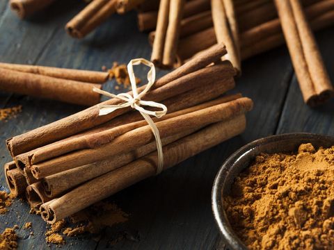 Organic Raw Brown Cinnamon on a Background