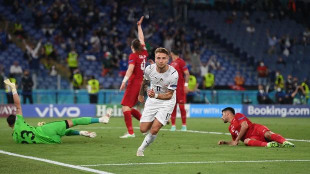 Soccer Football - Euro 2020 - Group A - Turkey v Italy - Stadio Olimpico, Rome, Italy - June 11, 2021 Italy's Ciro Immobile celebrates scoring their second goal Pool via REUTERS/Mike Hewitt