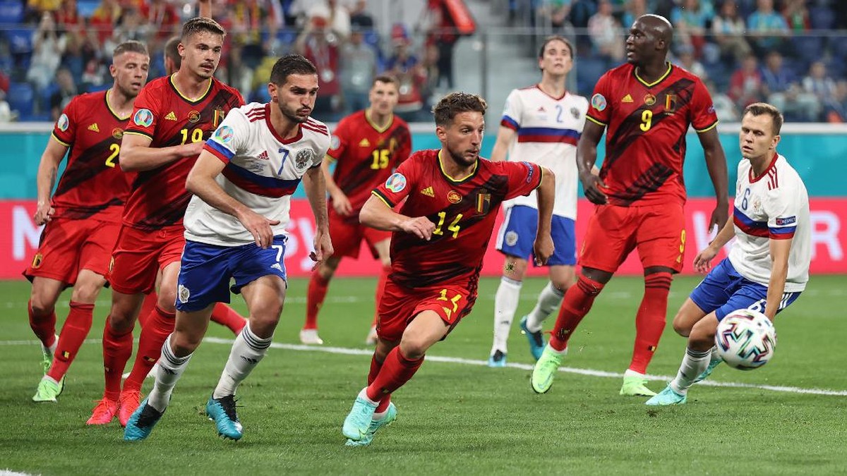 Pertandingan Belgia vs Rusia di Saint Petersburg Stadium, dimenangkan Romelu Lukaku dkk dengan skor 3-0. (Foto: Lars Baron/Getty Images)